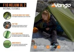 Vango F10 Helium UL 2 Ultralichte Trekking Tunneltent - 1/2 Persoons - Groen 14 Vango F10 Helium UL 2 Ultralichte Trekking Tunneltent - 1/2 Persoons - Groen -Buitenkampeerwinkel 1900 1783 f10 helium ul 2 5