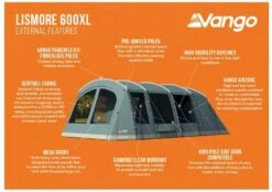 Vango Lismore 600XL Tunneltent - 5 Persoons - Groen -Buitenkampeerwinkel 1900 1783 lismore 600xl package 2