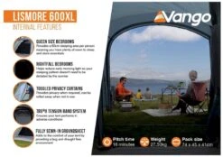 Vango Lismore 600XL Tunneltent - 5 Persoons - Groen -Buitenkampeerwinkel 1900 1783 lismore 600xl package 3