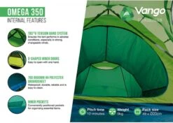 Vango Omega 350 Tunneltent - 3 Persoons - Groen 14 Vango Omega 350 Tunneltent - 3 Persoons - Groen -Buitenkampeerwinkel 1900 1783 omega 350 6