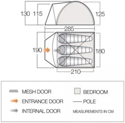 Vango Tay 300 Koepeltent - 3 Persoons - Groen -Buitenkampeerwinkel 1900 1783 tay 300 2