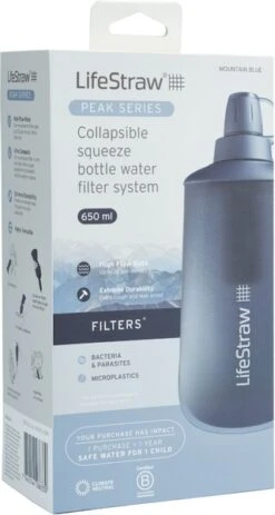 Lifestraw Peak Opvouwbare Waterfilter Fles - 650 Ml - Blauw -Buitenkampeerwinkel 1900 1900 00104066 07