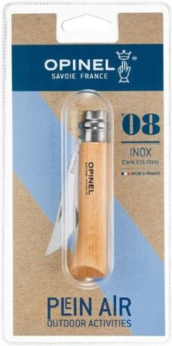 Opinel N°08 Inox RVS Zakmes -Buitenkampeerwinkel 3123840004056 opinel no8 roestvrij blister resultaat 1