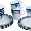 Bo-Camp Melamine Serviesset - 16-delig - Wit/Blauw -Buitenkampeerwinkel 6181079 resultaat