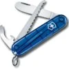 My First Victorinox Kinderzakmes - Blauw -Buitenkampeerwinkel 7611160015389 victorinox my first transparant blauw uitgeklapt resultaat