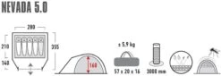 High Peak Nevada 5.0 Koepeltent Met Luifel - 5 Persoons -Buitenkampeerwinkel 900 2483 4001690102094.pt01
