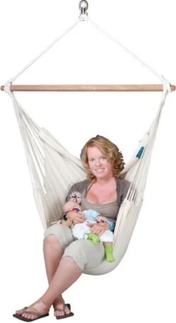 La Siesta Modesta Hangstoel - Latte -Buitenkampeerwinkel 900 491 moc14 1 modesta latte organic cotton basic hammock chair image 02