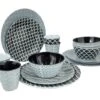Bo-Camp Mix & Match Melamine Serviesset - 16-delig - Zwart -Buitenkampeerwinkel bo camp mix
